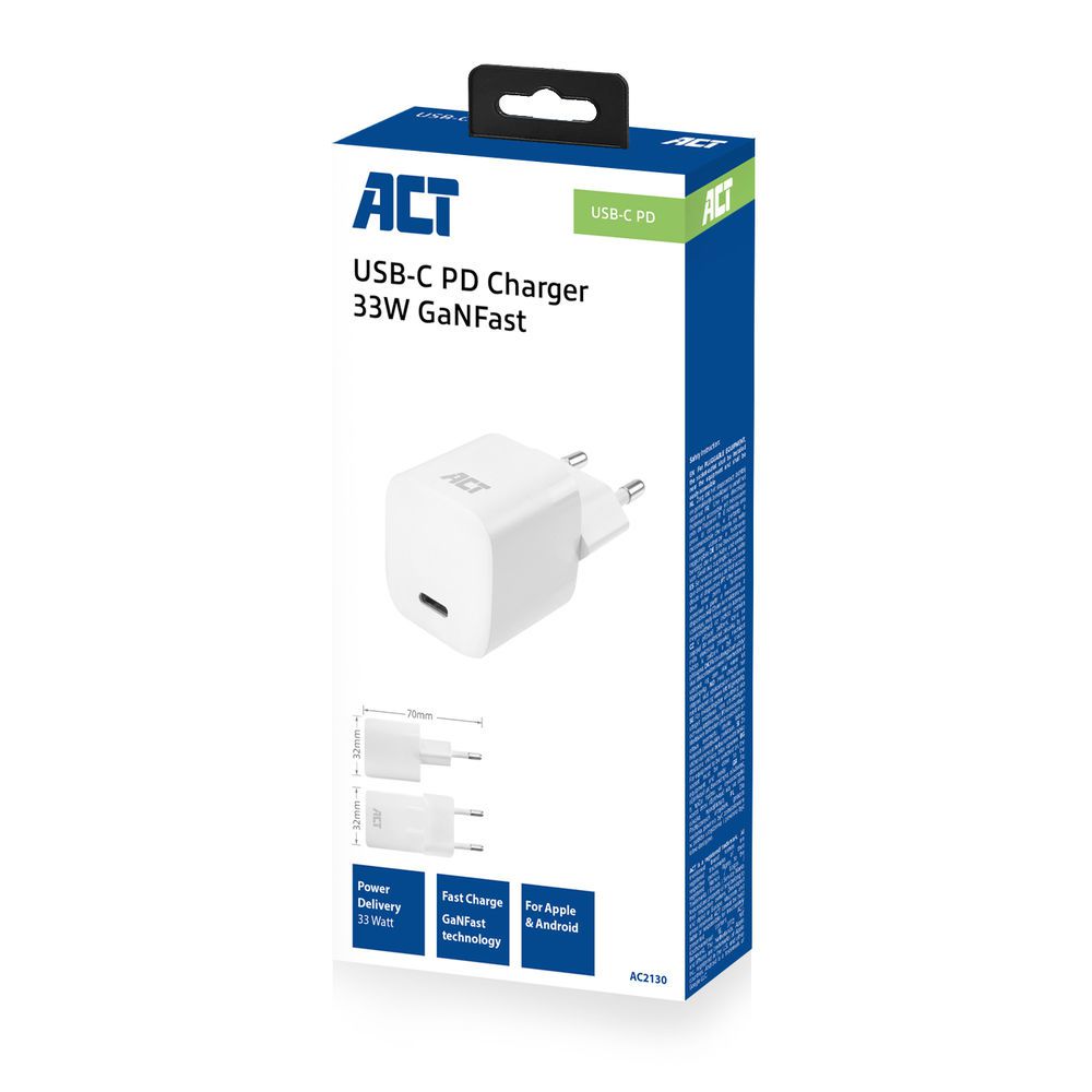 act ac2130 usbc lader 22w power delivery 1 poort wit