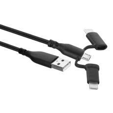 Ewent EW1376 USB laad/sync kabel USB A naar USB-C / Micro / Lightning