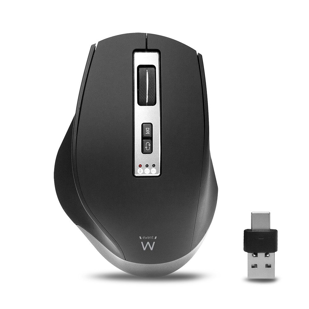 ewent ew3240 wireless mouse multiconnect 600 tot 2400 dpi zwart