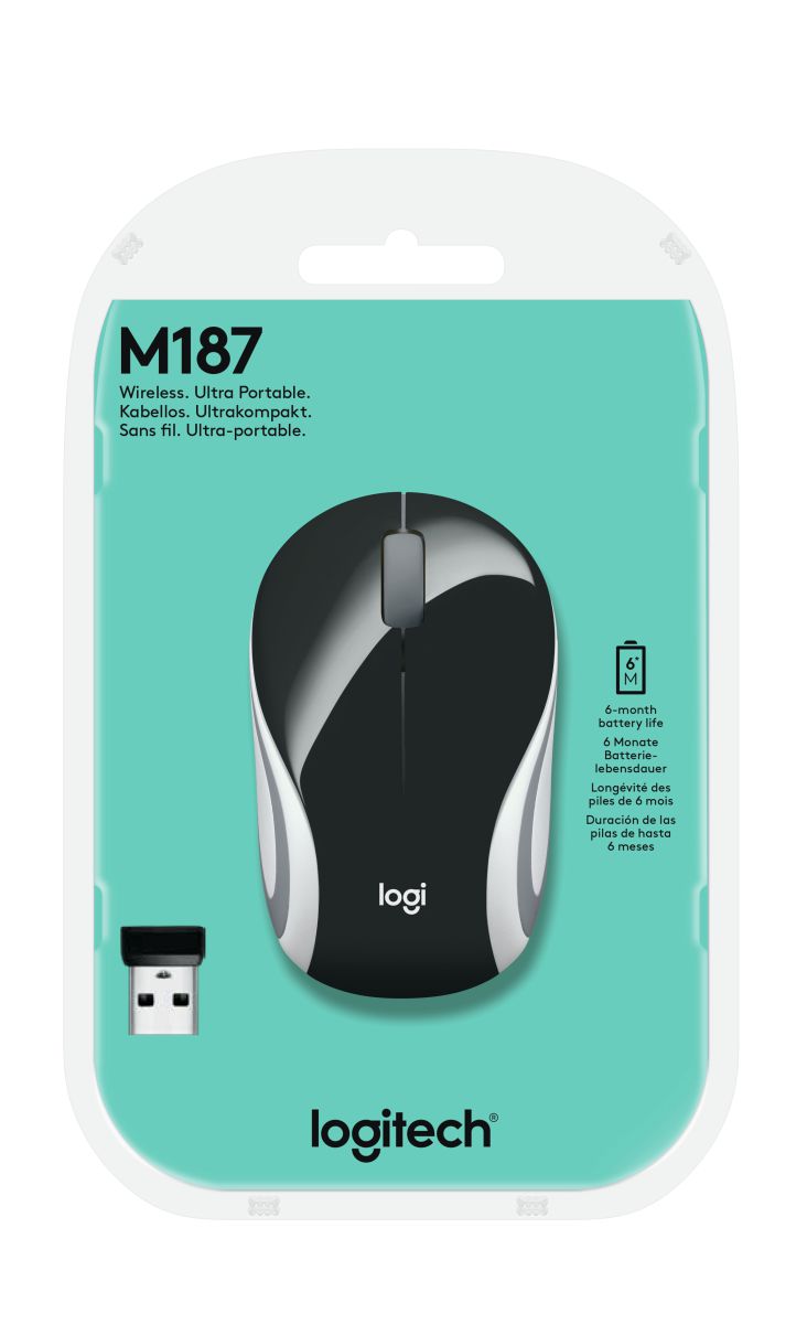 logitech m187 wireless mini mouse black